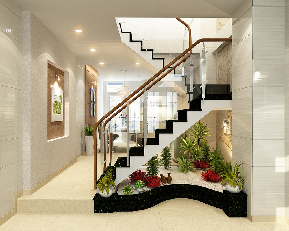 thiết kế cầu thang phòng khách