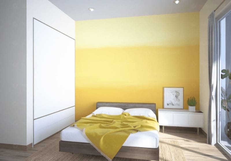 phòng ngủ màu vàng pastel