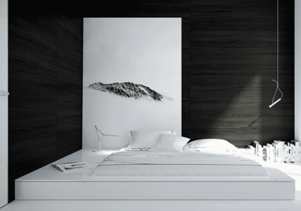 phòng ngủ màu đen trắng