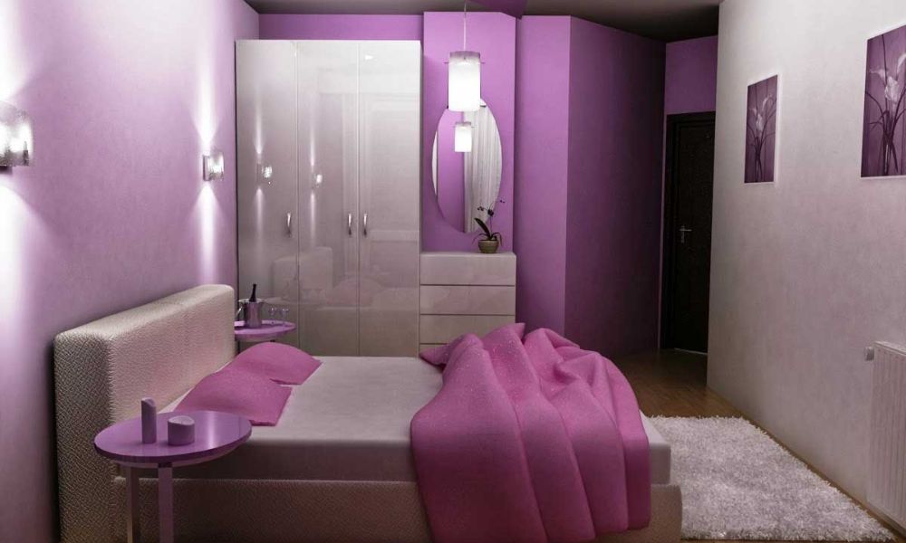 phòng ngủ màu tím pastel