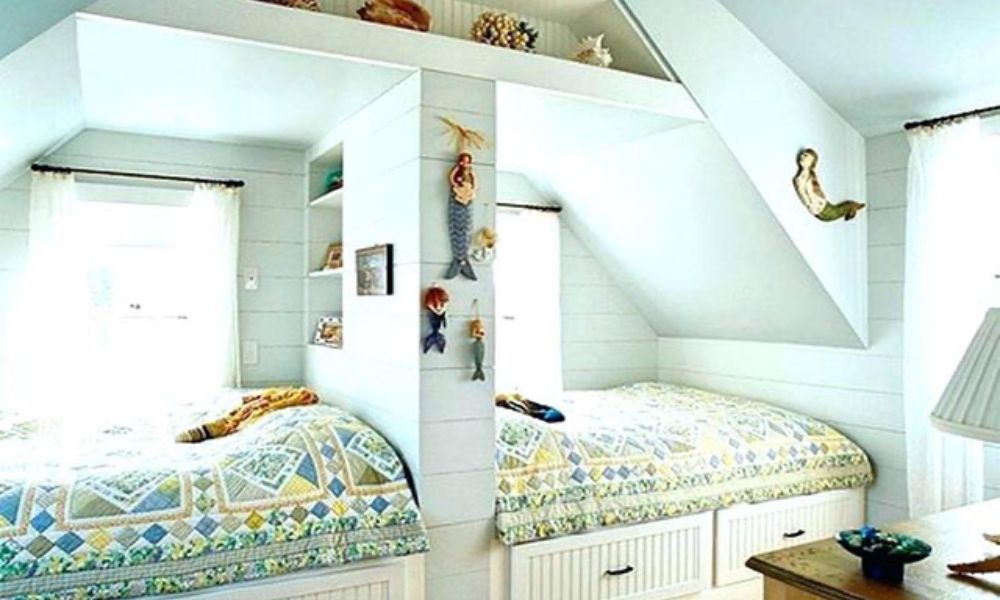 thiết kế phòng ngủ nhỏ 2 giường