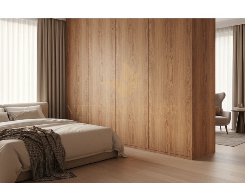 vách ngăn phòng ngủ bằng gỗ