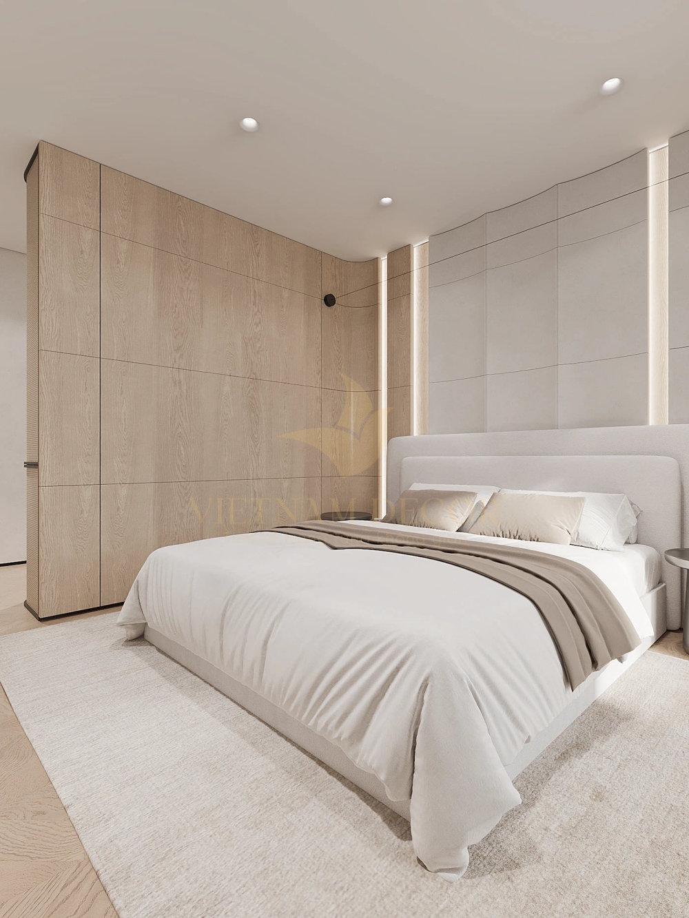 vách ngăn phòng ngủ bằng gỗ