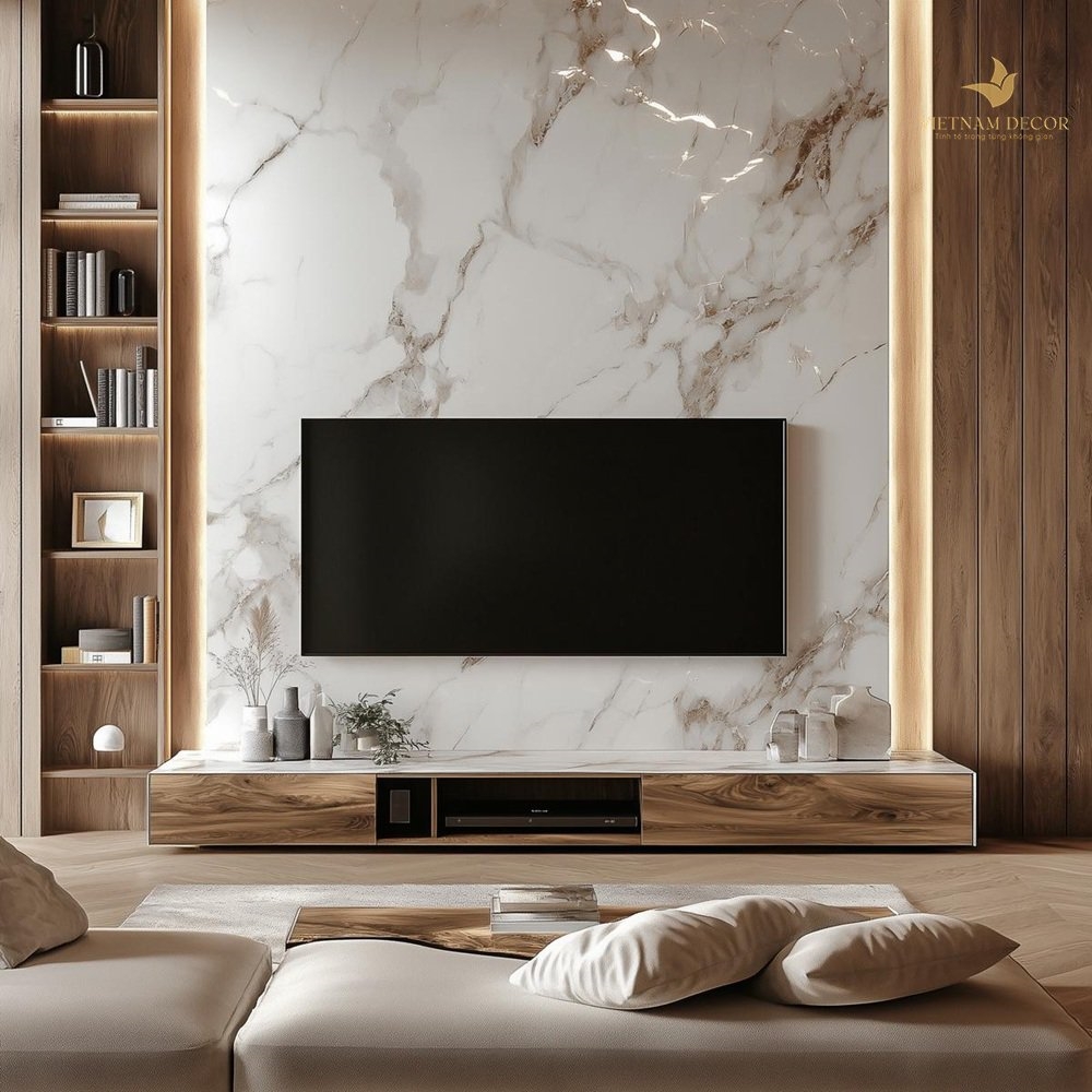vách gỗ ốp tường phòng khách