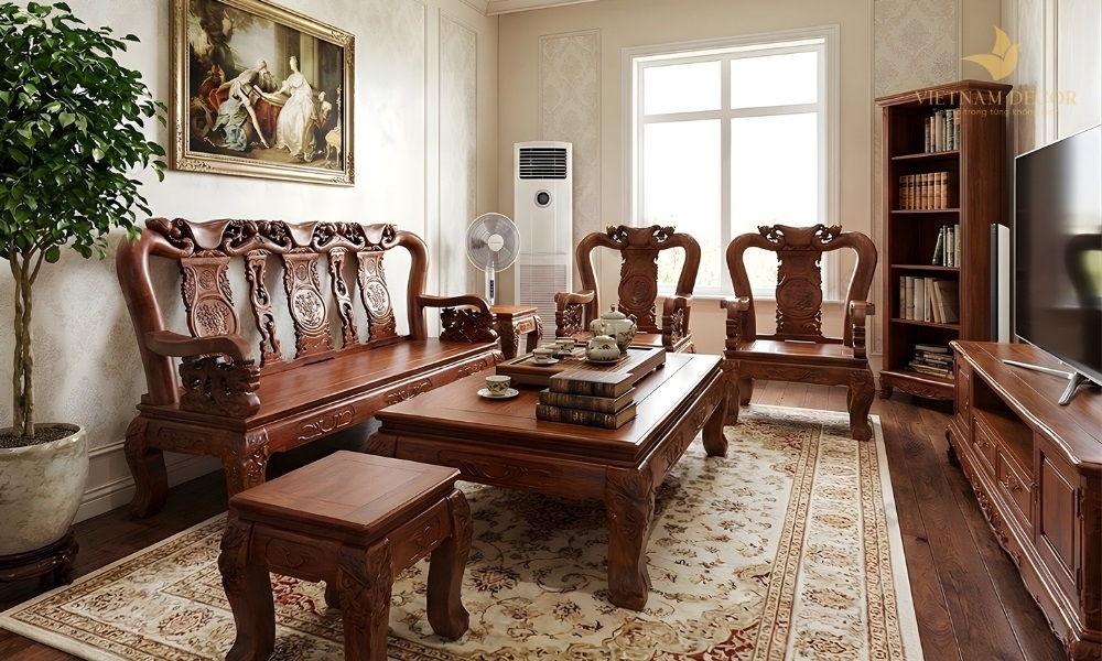 trang trí phòng khách bằng gỗ tự nhiên