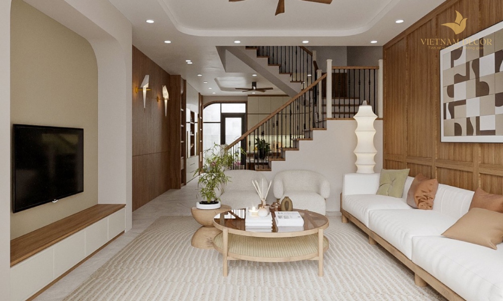 phòng khách nhà ống 5m hiện đại