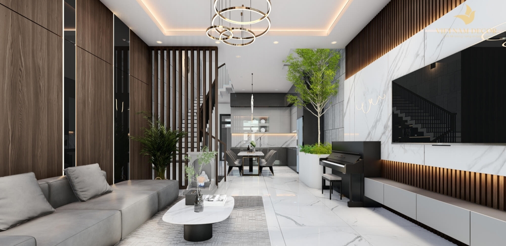 phòng khách và bếp thông nhau