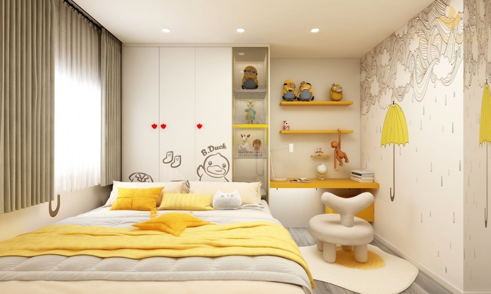 phòng ngủ bé gái hiện đại
