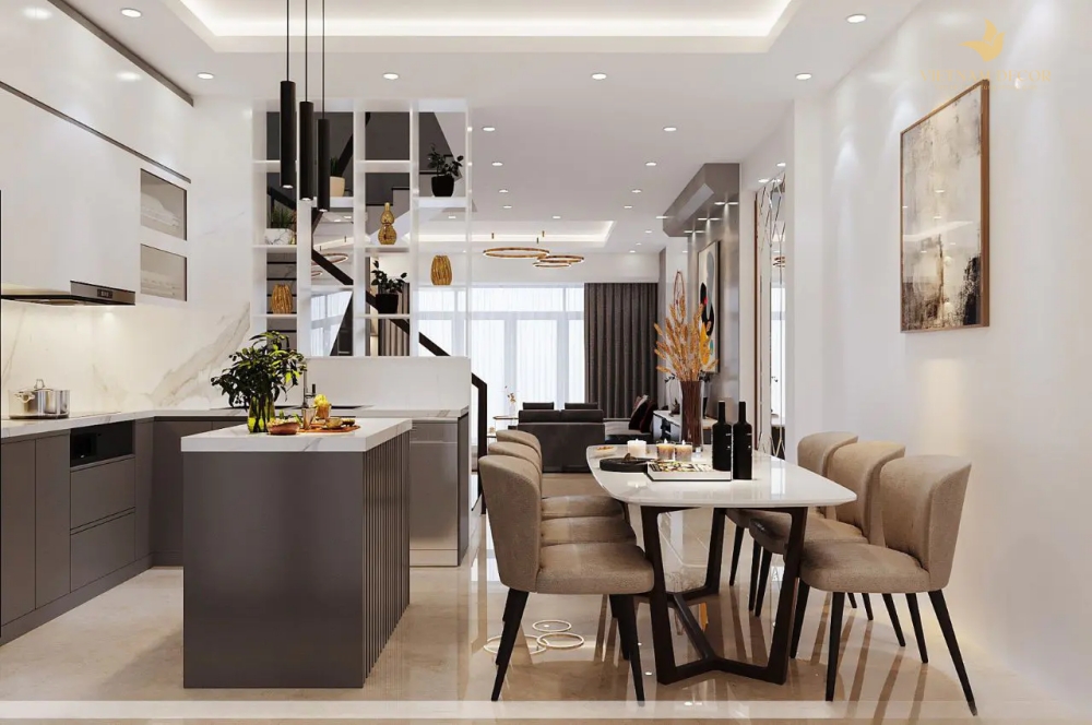 phòng khách và bếp thông nhau