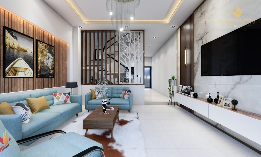 phòng khách đẹp nhà ống
