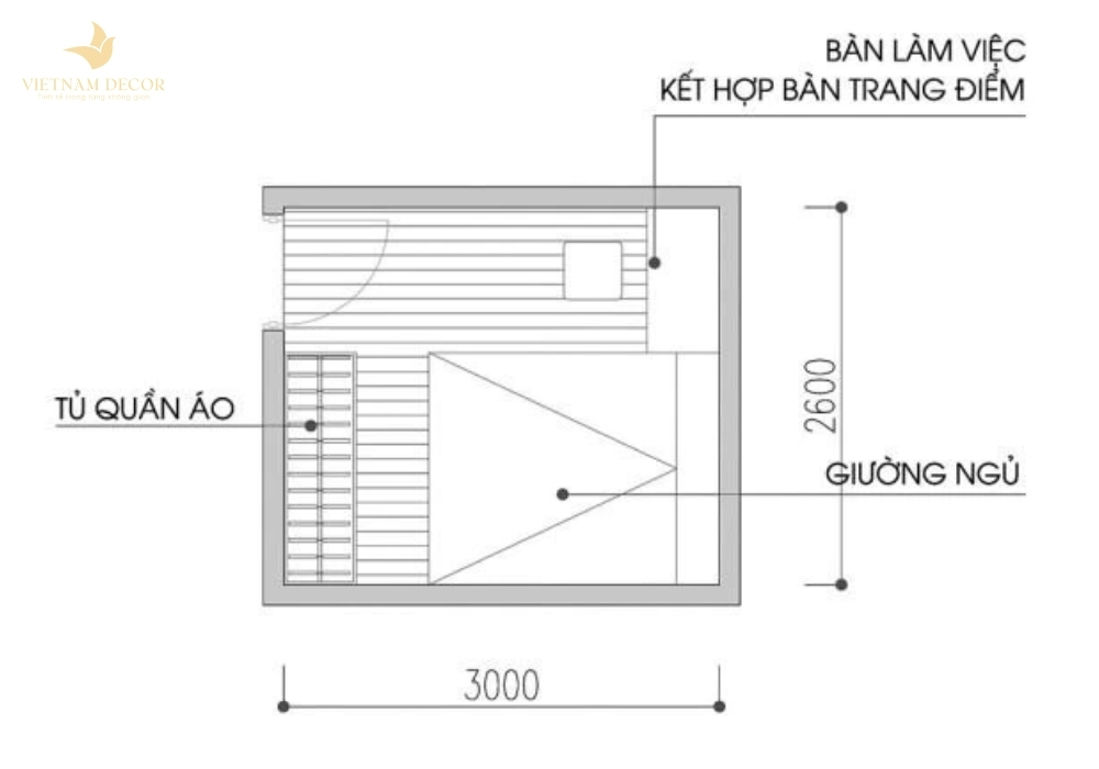 thiết kế phòng ngủ nhỏ 10m2