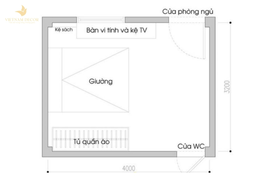 thiết kế phòng ngủ nhỏ 10m2