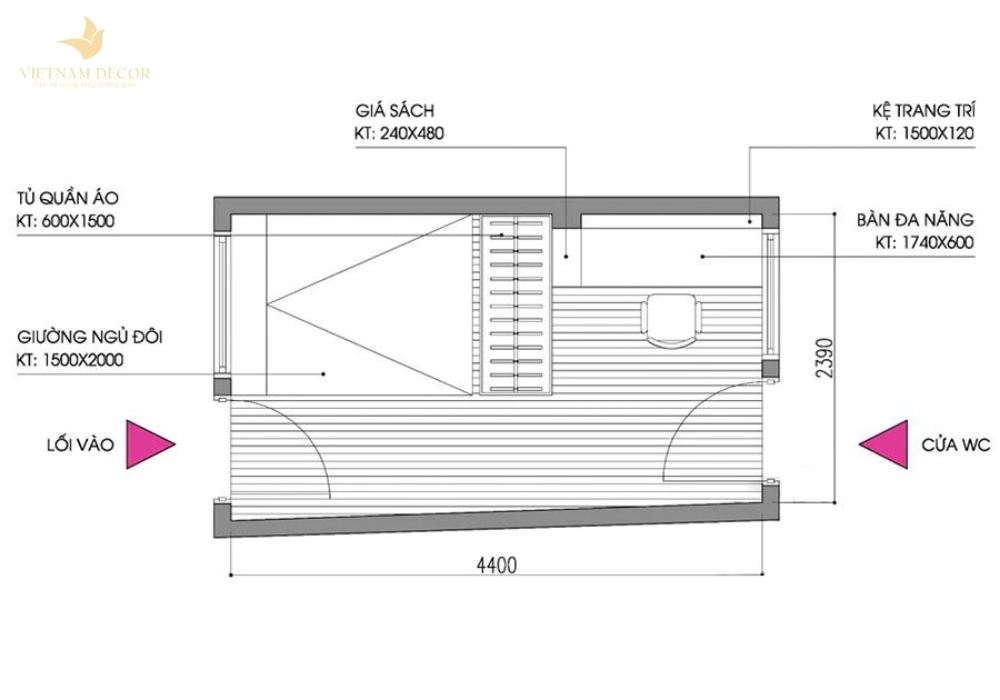 thiết kế phòng ngủ nhỏ 10m2