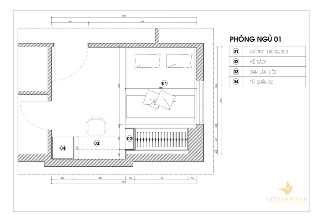 thiết kế phòng ngủ nhỏ 10m2