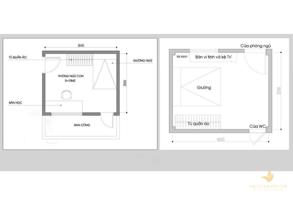thiết kế phòng ngủ nhỏ 10m2
